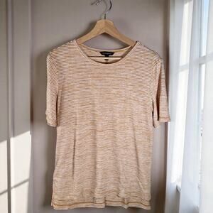 Banana Republic Factory Women's Medium Yellow & White Stretchy S/S Blouse